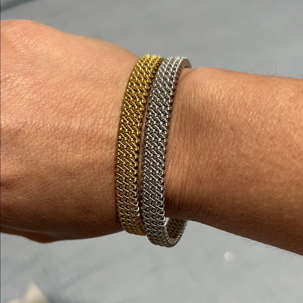Stainless Steel Gold and Silver Mesh Bracelet Set - Women Jewelry